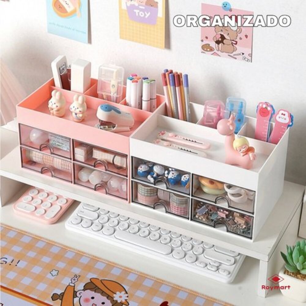 Organizador sobremesa horizontal 4 cajones 12,2x21x12,3cm.Ro