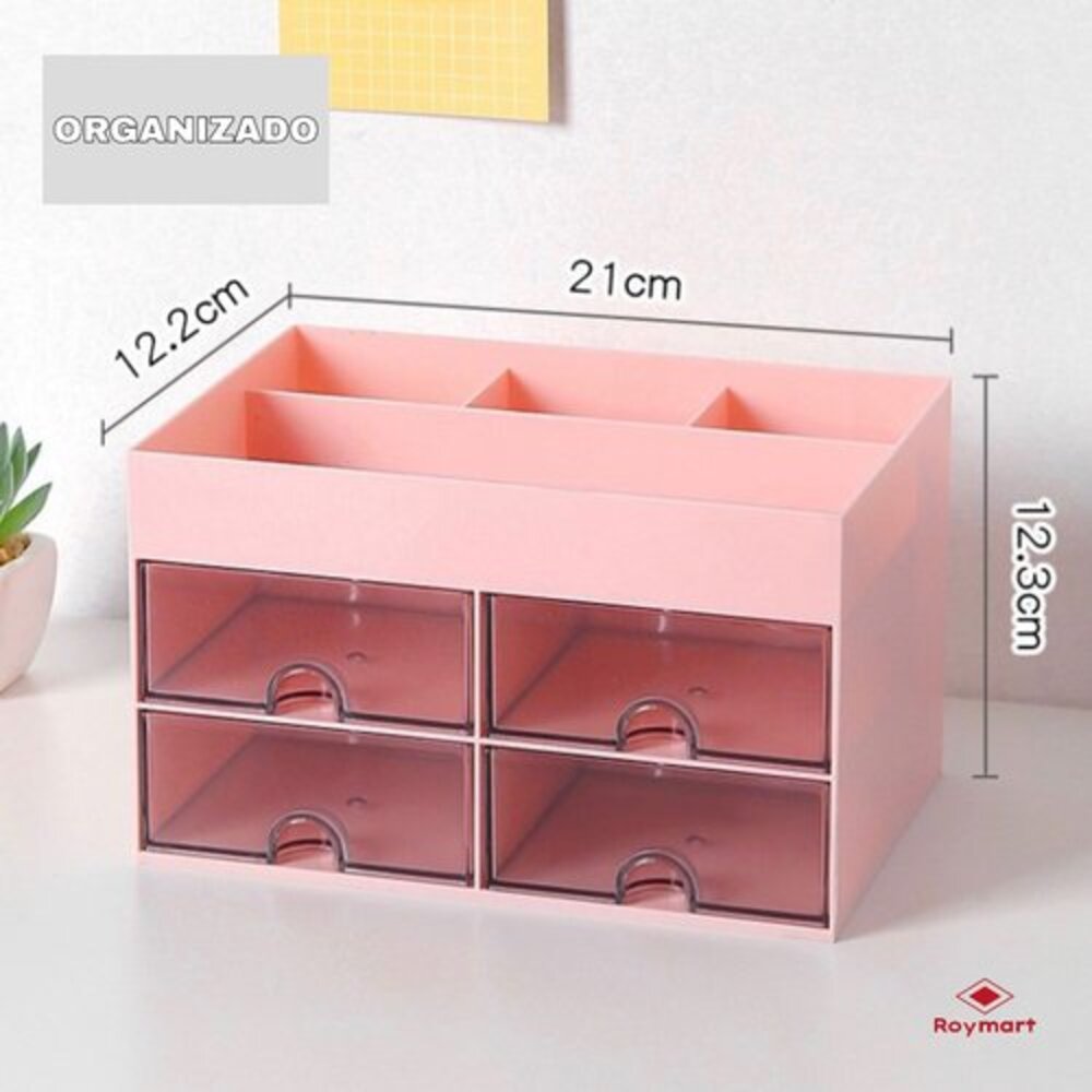 Organizador sobremesa horizontal 4 cajones 12,2x21x12,3cm.Ro
