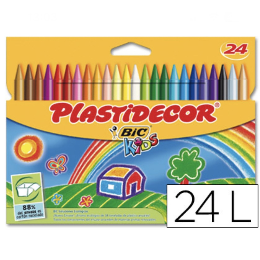 Pinturas plásticas escolares Caja surtida 24 colores PLASTID