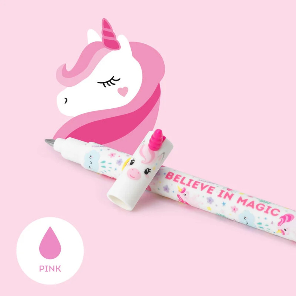 Boligrafo de gel borrable rosa unicornio Legami