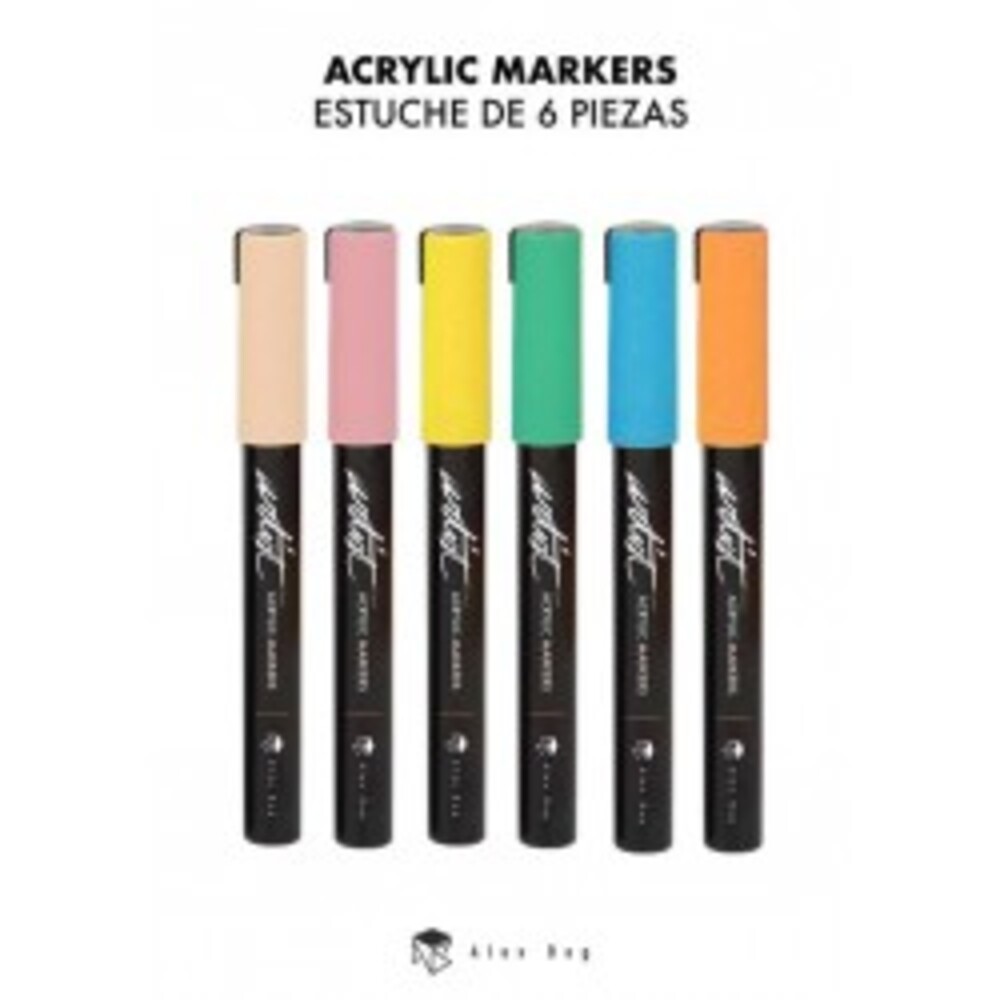 Estuche rotuladores acrilicos color pastel pack 6 gama artist Roymart
