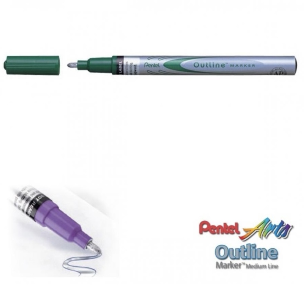 Rotulador outline marker plata-verde Pentel 072512202562