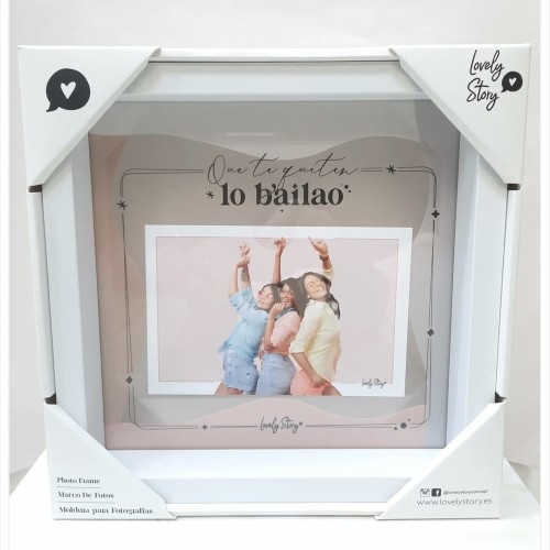 Marco de fotos de madera color blanco-que te quiten lo bail