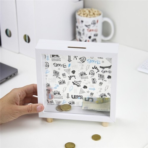 Hucha madera color blanco urban story negro Lovely story