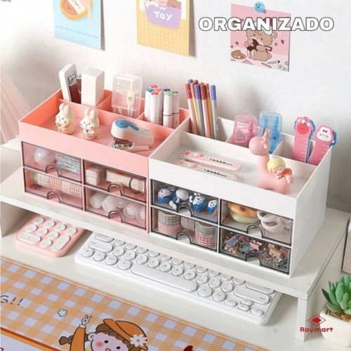 Organizador sobremesa horizontal 4 cajones 12,2x21x12,3cm.Ro
