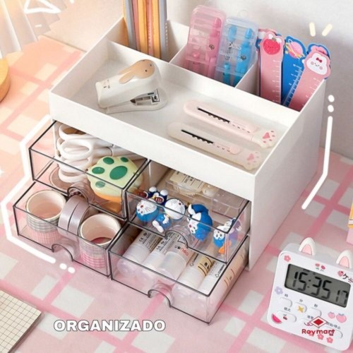 Organizador sobremesa horizontal 4 cajones 12,2x21x12,3cm.Ro