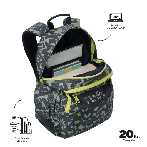Mochila escolar rayol letras Totto 7704758373364