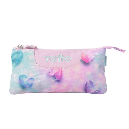 Portatodo 3 cremalleras tablero corazones glitter Totto 7704