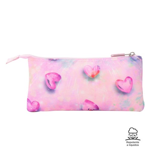 Portatodo 3 cremalleras tablero corazones glitter Totto 7704