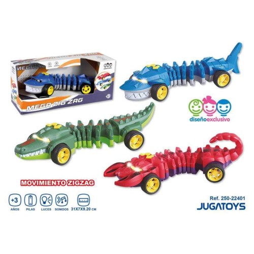 Vehiculo Cocodrilo escorpiony tiburon movimiento luces y son