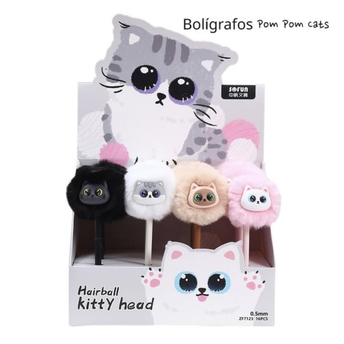 Boligrafo pompom gato Roymart 8431234196443 1