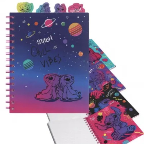Cuaderno espiral A5 con divisores 100 hojas cuadros Stitch b