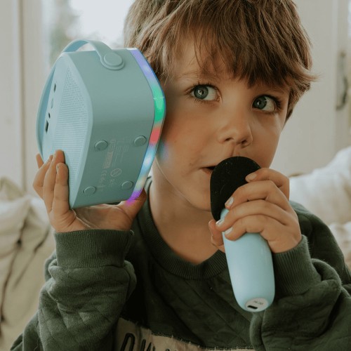 Karaoke con luz y 2 micrófonos Azul Lalarma 792649526644 1