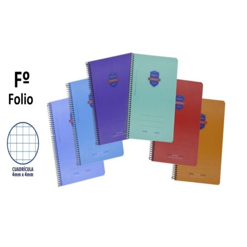 Cuaderno plástico folio cuadros colores fuertes 90g Praxton