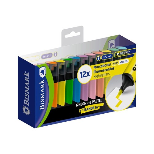 Rotulador flúorescente neón + pastel 12 colores Bismark 8430
