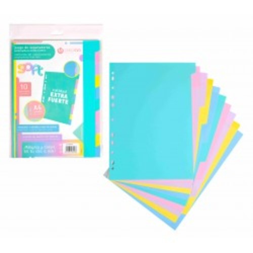 Separadores A4 extra fuerte 10 pestañas colores pastel Carch
