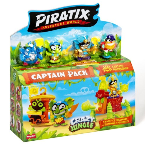 Figura Piratix Crazy Jungle  Capitan Pack . Incluye una jaul