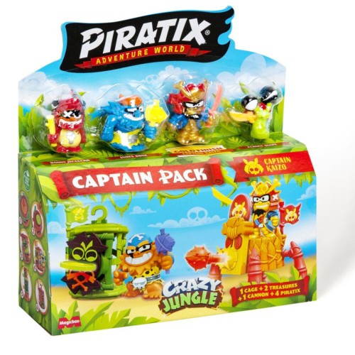 Figura Piratix Crazy Jungle  Capitan Pack . Incluye una jaul