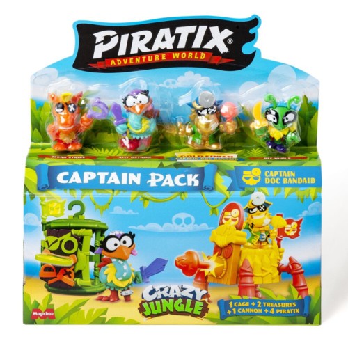 Figura Piratix Crazy Jungle  Capitan Pack . Incluye una jaul