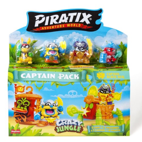 Figura Piratix Crazy Jungle  Capitan Pack . Incluye una jaul