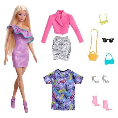 Muñeca Barbie Fashionista con 3 modas noche. Mattel 19473525