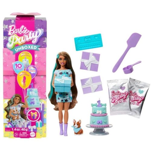Muñeca Barbie Party Reveal. Muñeca azul con sorpresas. Matte