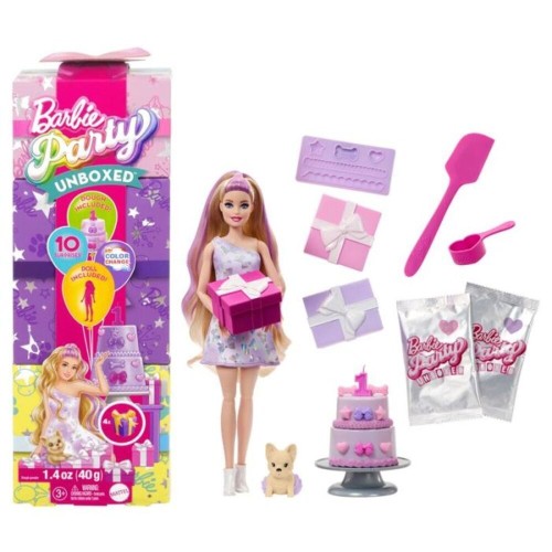 Muñeca Barbie Party Reveal. Muñeca morada con sorpresas Matt