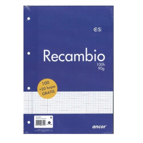 Recambio cuatro anillas 120 hojas Ancor