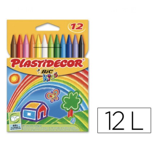 Pinturas plásticas escolares Caja surtida 12 colores PLASTID