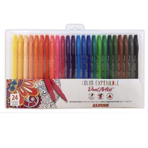 Rotulador doble punta con punta pincel 24 colores ALPINO