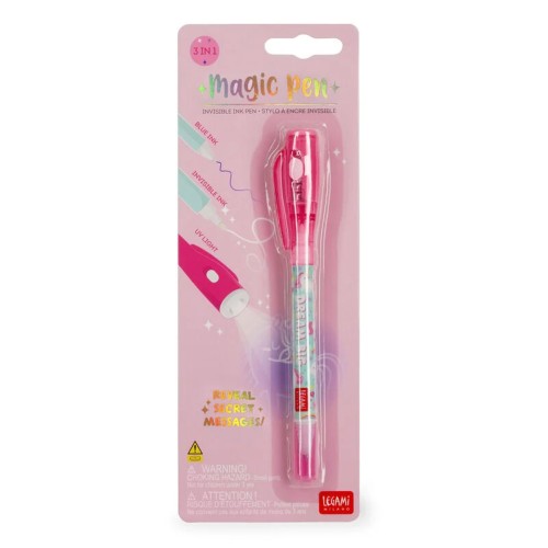 Bolígrafo azul con tinta invisible 3 en 1 unicornio Legami