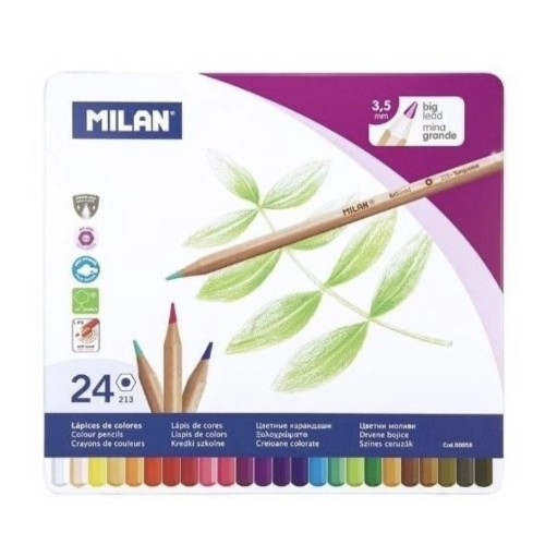Caja metal 24 lapices colores mina grand Milan