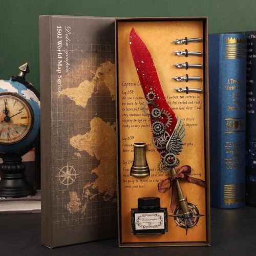 SET PLUMA ROTARY CALLIGRAPHY 4 COLORES ROYMART