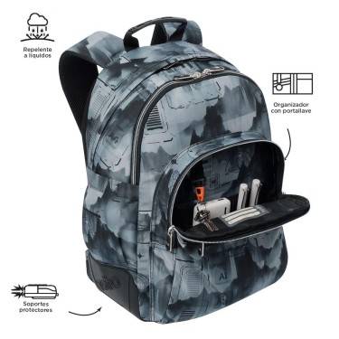 7704758373371 (2) Mochila Escolar Rayol Negra Gris 2