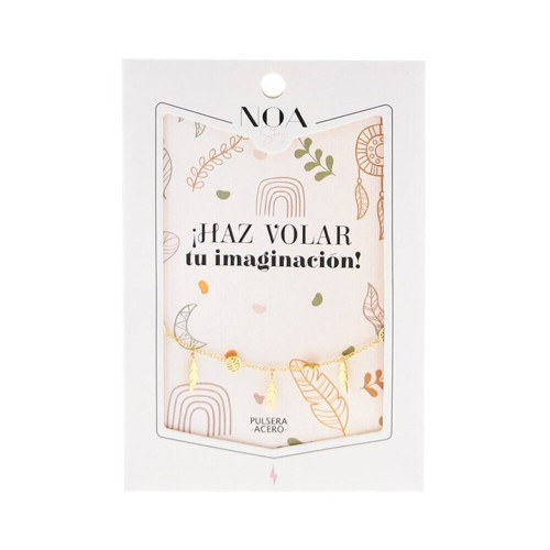 Pulsera de acero plumas dorado Haz por la tu imaginación Lov