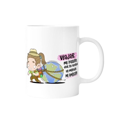 Taza Viajar mi pasión, dar la vuelta al mundo mi ambición (m