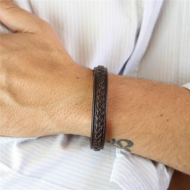 8435458178520 (3) Pulsera de Cuero Trenzada Marrón 3