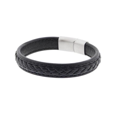 8435458178537 (2) Pulsera de Cuero Trenzada Negra  2