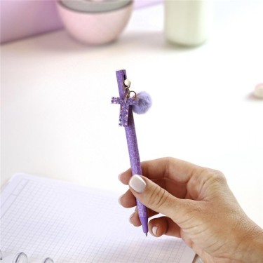 8435458184194 Bolígrafo lila letra T con pompón –  1