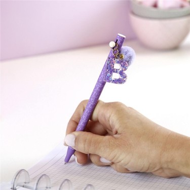 8435458184347 Bolígrafo lila letra B con pompón –  1