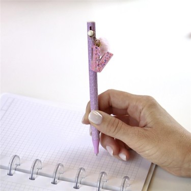 8435458184361 Bolígrafo rosa letra V con pompón –  1