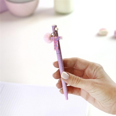 8435458184385 Bolígrafo rosa letra T con pompón –  1