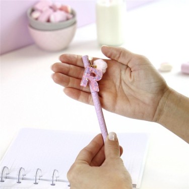8435458184408 Bolígrafo rosa letra R con pompón –  1