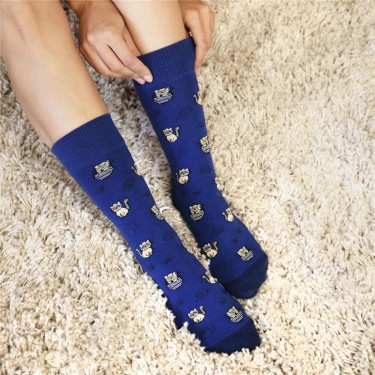 8435458187041 Calcetines gato bolsillo azul T36-41 1