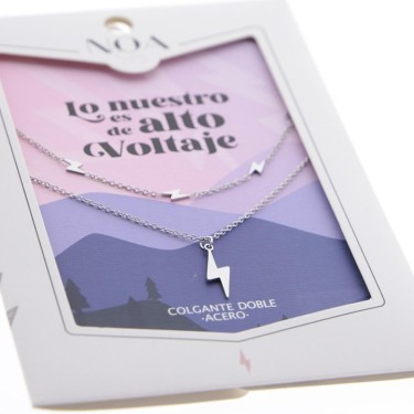 8435458191864 Colgante doble acero plateado Lo nue 1