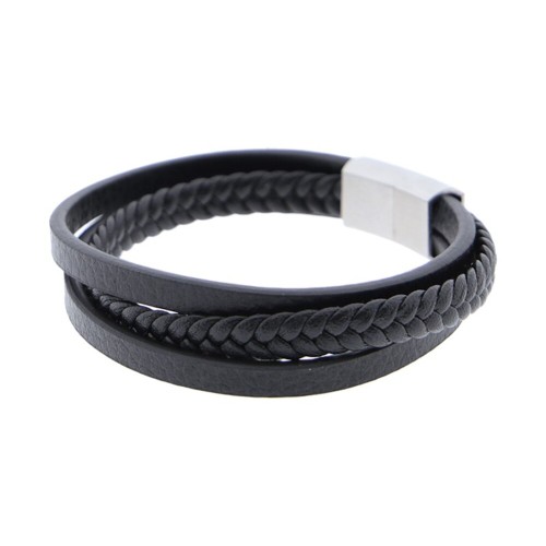 Pulsera de cuero Triple negra Contigo todo y siempre  Lovely