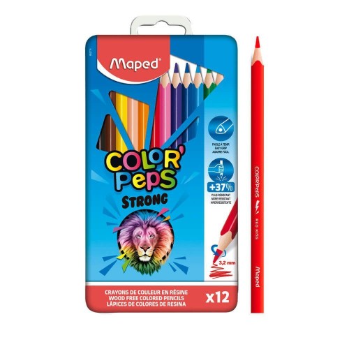 Caja metal lapices color strong 12unid Maped 3154148627142