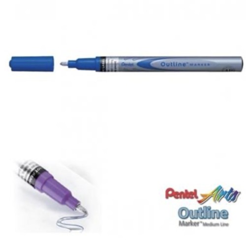Rotulador  outline marker plata-azul Pentel 072512202531