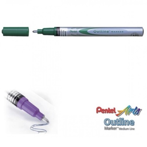 Rotulador outline marker plata-verde Pentel 072512202562